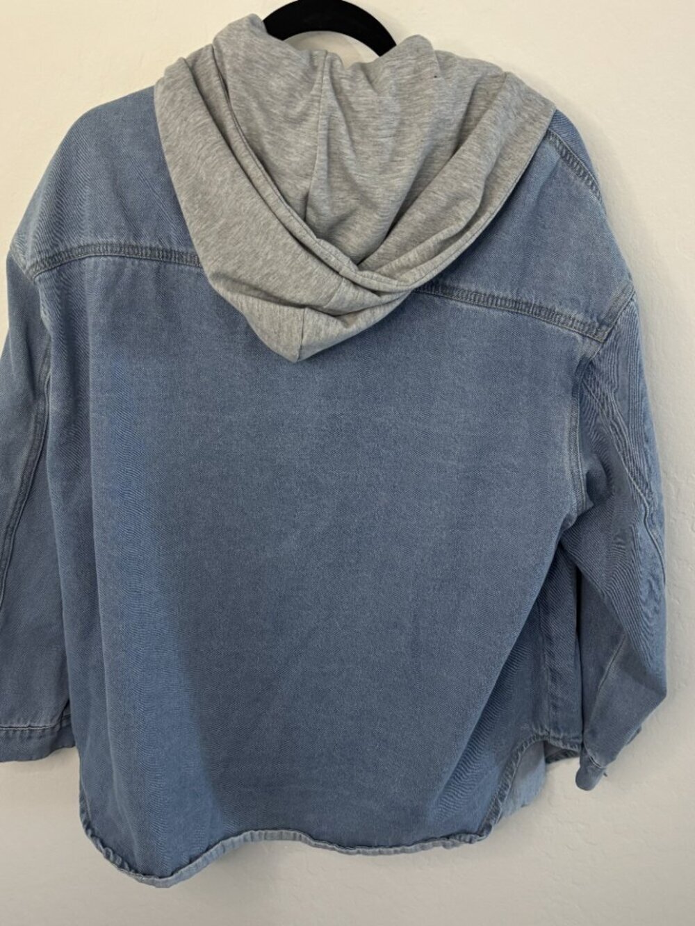 SHEIN Curve Light Wash Denim Hooded Oversized Shacket | Size 2XL - Picture 3 of 4